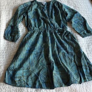 Time and Tru Olive and Teal Patterned Dress